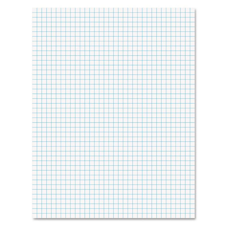 Ampad 8 1/2 x 11 Inches White Quad Pad, 4 Square Inch, 50 Sheets, 1 Each (22-030C) - Image 1